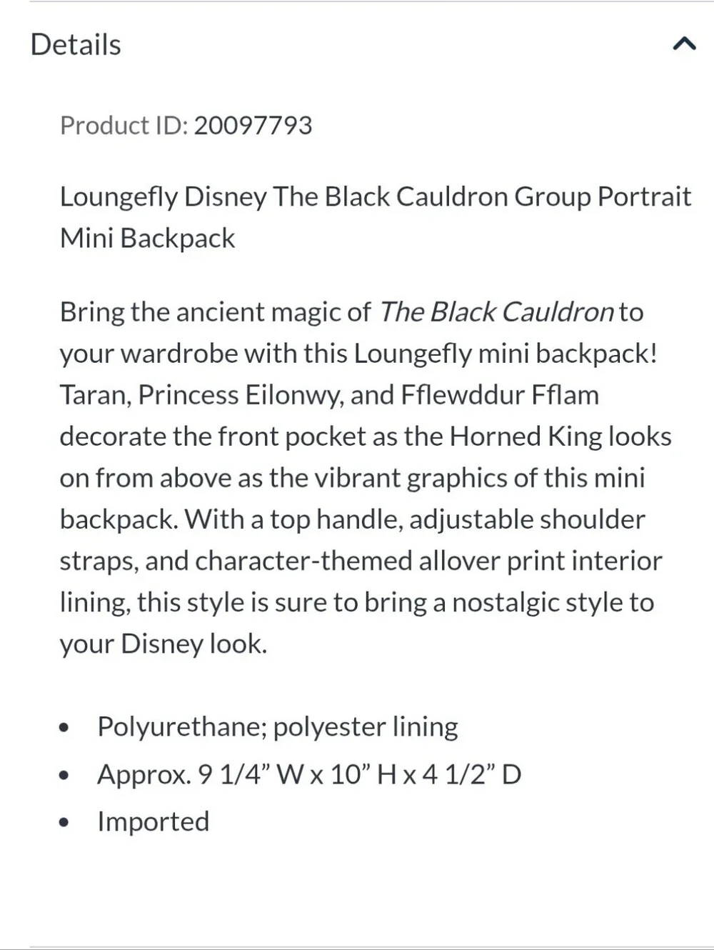 NWT Disney Loungefly The Black CAULDRON Group Portrait